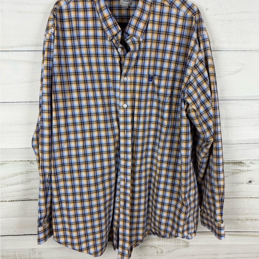 Cinch Men's Plaid Button-Down Shirt - Blue and Gold smoke free and pet free home